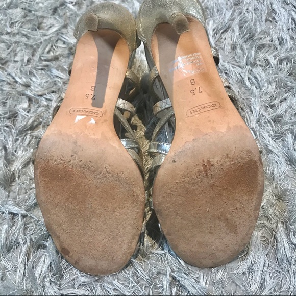 COACH GOLD SNAKE SHIMMER SANDALS - Picture 8 of 8